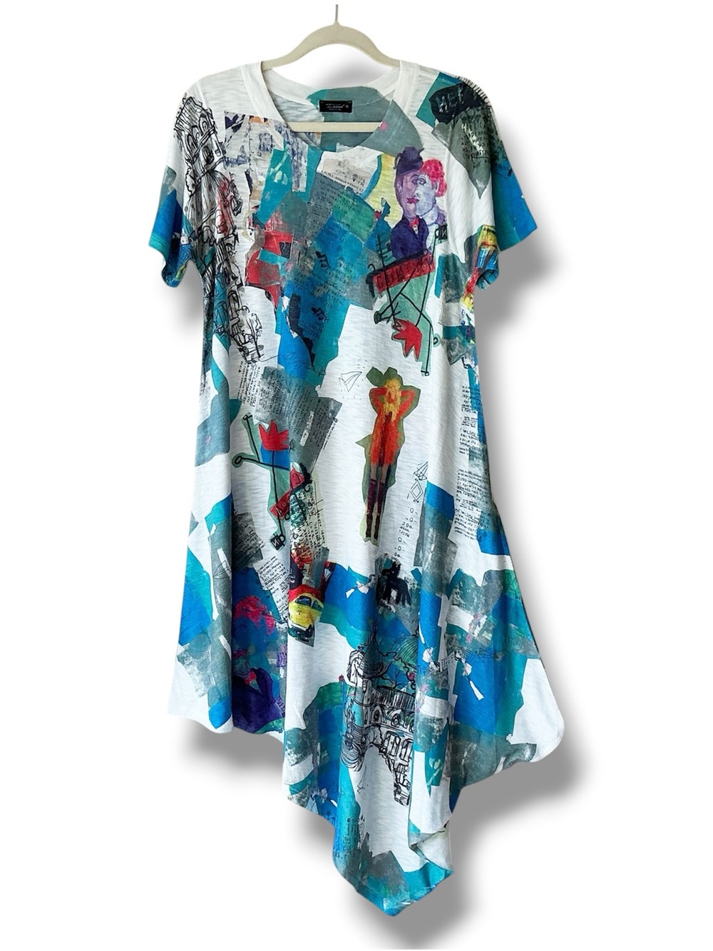 Inoah Wearable Art Asymmetrical Midi Dress Size.